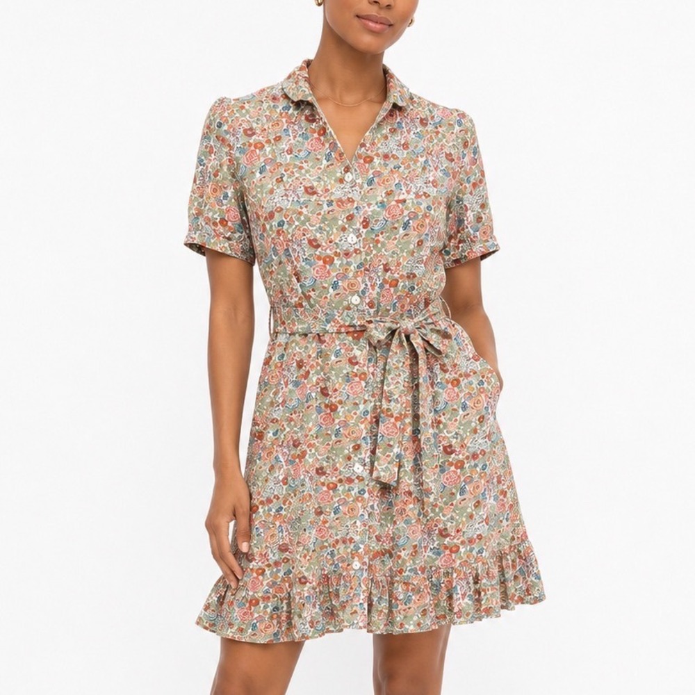 A.P.C. Rue Madame Paris Shirt Dress Women's 2 FR34 Button Front Tie Waist Casual